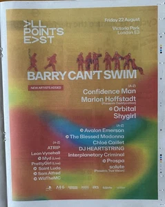 Barry Cant Swim Orbital Shygirl APS Festival Line Up News Advert Poster 14x11” - Picture 1 of 2