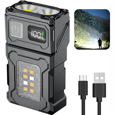 Portable Pocket LED Flashlight Magnetic USB Rechargeable Mini Torch Work Lights