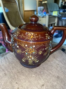 Tetera numerada pintada a mano vintage Japón algo de esmalte está fuera de la parte inferior ver fotos - Imagen 1 de 9