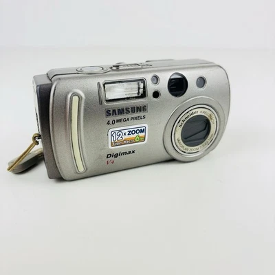 Samsung Digimax V4 Digitalkamera 4MP 12x Zoom Kompaktkamera Silber Ungetestet - Bild 1 von 4