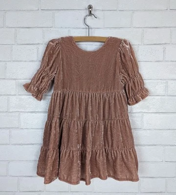 Vestido Noralee Ofelia en Albaricoque Niveles Terciopelo Aplastado Suave Niñas Pequeñas Talla 4 Foto 1 de 4