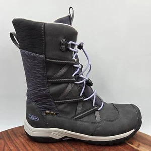 Keen Hoodoo Boots Youth Girls 4 Gray Black Leather Winter Waterproof Insulated - Picture 1 of 13