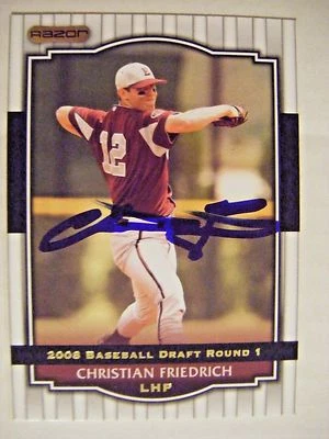 CHRISTIAN FRIEDRICH signed RC ROCKIES 2008 Razor baseball card EASTERN KENTUCKY  - Image 1 of 3