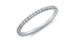 18K White Gold Plated Cubic Zirconia Eternity Ring Size 8 - Picture 1 of 1