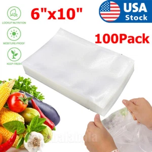 100Pack Vacuum Sealer Bags 6"x10" Embossed 4mil Food Saver Storage Package US - Picture 1 of 11