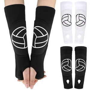 2 Pairs Volleyball Arm Sleeves Forearm Sleeves with Protection Pads and Thumb... - Picture 1 of 6