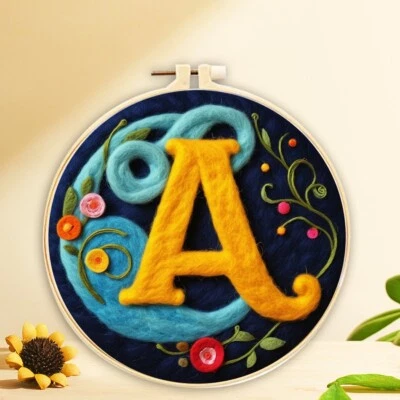 Letter A Wool Needle Felting Kit Painting Canvas For Beginners - Image 1 of 4