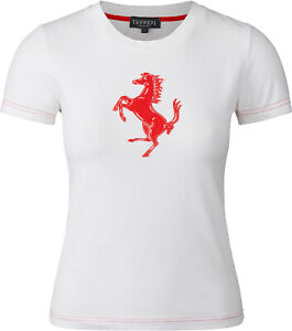 T-SHIRT Formula One 1 Scuderia Ferrari F1 Team White Horse Tee Ladies L CA