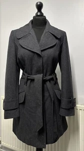 LAKELAND WOOL BLEND COAT LADIES SIDE POCKETS BELTED WORK OFFICE JACKET GREY 12 - Picture 1 of 15