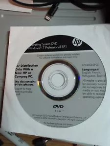 Software multimedia de recuperación de sistema de DVD de 64 bits HP Compaq Windows 7 Professional SP1 - Imagen 1 de 2