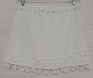 Damen Rock kurz elfenbein Bommel Fransen gefüttert Größe Large neu ohne Etikett - Bild 1 von 10