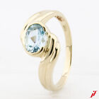 Ring Classic 585/14K Yellow Gold 1 Aquamarine Oval Approx. 0,80 CT 58,5