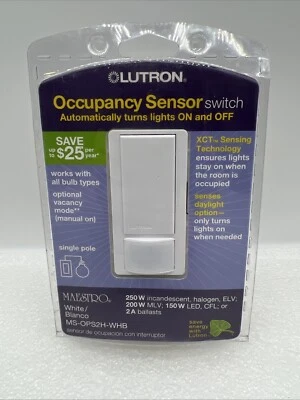 Lutron Occupancy Sensor Switch white MS-OPS2H-WHB New! - Image 1 of 4