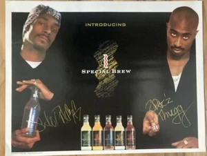 2PAC & SNOOP DOGG FAKSIMILE AUTOGRAMMIERT ST. IDES SONDERGEBRÄU PROMO POSTER 1996 - Bild 1 von 1