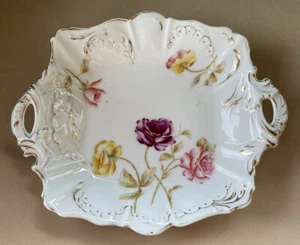 Vintage Dresdner Porzellan weiß mit Goldrand floral Schmuck Schale Griffe "h" - Bild 1 von 9