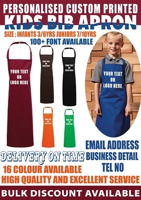 AF MERCH Custom printed personalised Kids Children Cooking Apron text baking business