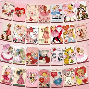 Sinmoe 4 Pcs Vintage Valentine's Day Decorations Vintage Valentine Banner Pink H - Picture 1 of 7