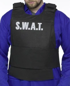 Fun World Halloween Herren S.W.A.T Team Sicherheitsweste schwarz Klatsche Kostüm Rüstung, ... - Bild 1 von 1