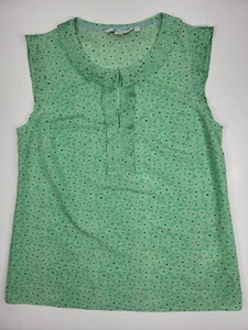Boden Top Women's Size 2 Green White Floral Shirt  Eyelet Lace Blouse - Picture 1 of 9