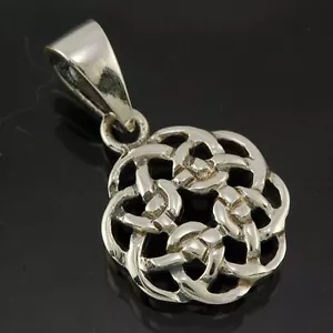 NEW Handcrafted Sterling Silver 925 Tiny Round Shape Celtic Pendant & Necklace - Picture 1 of 5