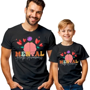 Mens Kids Floral Brain Mental Health Awareness T-Shirt Tee Anxiety Emotional#MHA - Picture 1 of 30