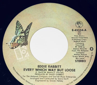 Eddie Rabbitt – Every Which Way But Loose 1979 Elektra Soundtrack 45 Vinyl 231R8 - Image 1 of 4