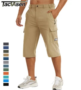 Mens 3/4 Length Cargo Shorts Elasticated Waist Quick Dry Casual Work Thin Pants - Picture 1 of 82