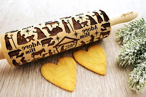NATIVITY EMBOSSING ROLLING PIN for GINGERBREAD COOKIES for CHRISTMAS - Picture 1 of 5
