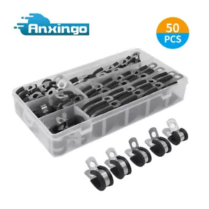 50x Assortimento Morsetti per Cavi Set Gomma Cuscini Isolanti Clip Acciaio Inox - Foto 1 di 7