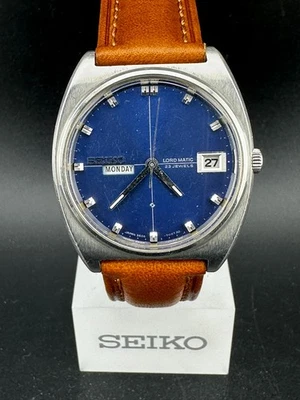 1968 Seiko LordMatic Mens Automatic Blue Day Date Eng/Kanji 34mm Watch 5606-7050 - Image 1 of 4