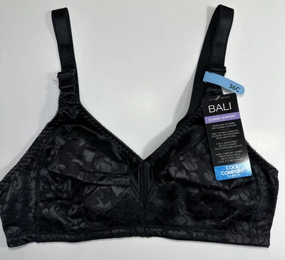 Bali Women's Double Support Spa Closure Wirefree Bra DF3372 Black 36C NEW - Image 1 of 4