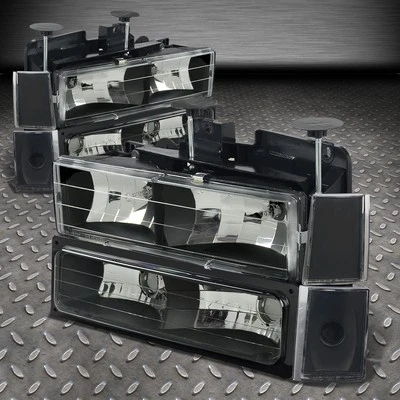 FOR 88-93 CHEVY C10 C/K 1500 2500 BLACK HOUSING HEADLIGHT BUMPER CORNER LAMPS - Image 1 of 3