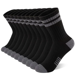 10 Pairs Boys Crew Long Athletic Socks for 4-6 6-8 8-10 Years Old Kids - Calf... - Picture 1 of 7