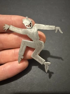 Vintage JJ 1988 Dancing Figure Brooch – Pewter Modernist Art Pin Rare  - Picture 1 of 7