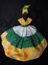 Boneca De Pano Boneca Dobrável 2 Em 1 Topsy Turvy Turnabout Black Jamaican Island Folk Art