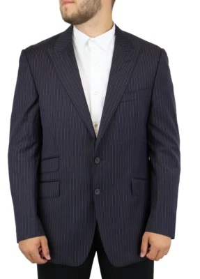 VERSACE Collection Blazer Men's (EU) 56 Wool Striped Peak-Lapel Collar - Image 1 of 4