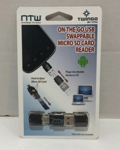 Twingo by NTW - Twin USB On-the-Go Swappable Micro SD Card Reader, USB and Micro - Picture 1 of 9