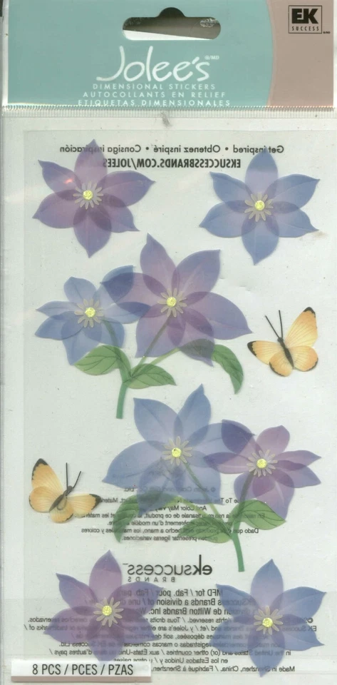 Jolee's Boutique Purple Flowers 3d Dimensional Stickers Cute Pretty