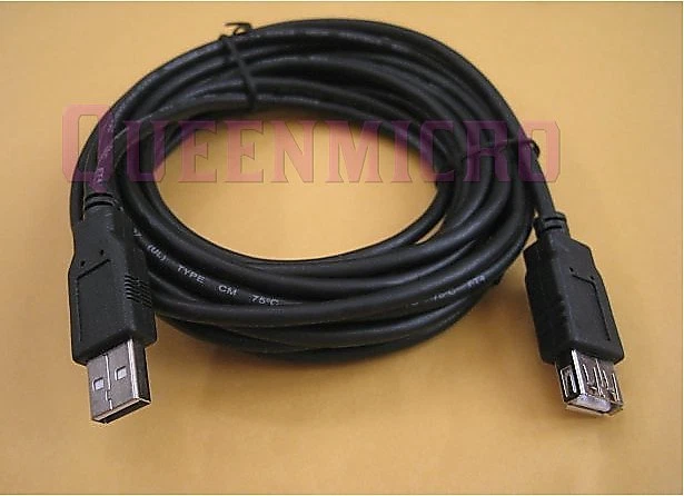 10FT Premium USB 2.0 Type A Male to Female M/F Extension Shielded Cable Black - Imagem 1 de 1