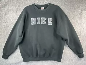 Vintage Nike Sweatshirt XL schwarz Chenille Tuft bestickt Varsity Spellout USA 90s - Bild 1 von 9