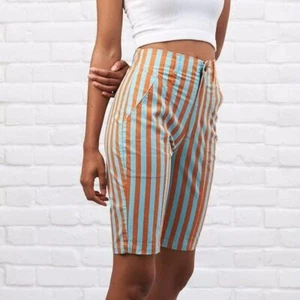 Lucy & Yak Dalston Shorts UK6 Blue Orange Striped Organic Blend - Picture 1 of 22