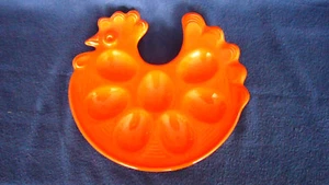 Eierplatte Eierteller für Eierhälften Ostereier WÄCHTERSBACH Keramik rot Huhn  - Bild 1 von 3