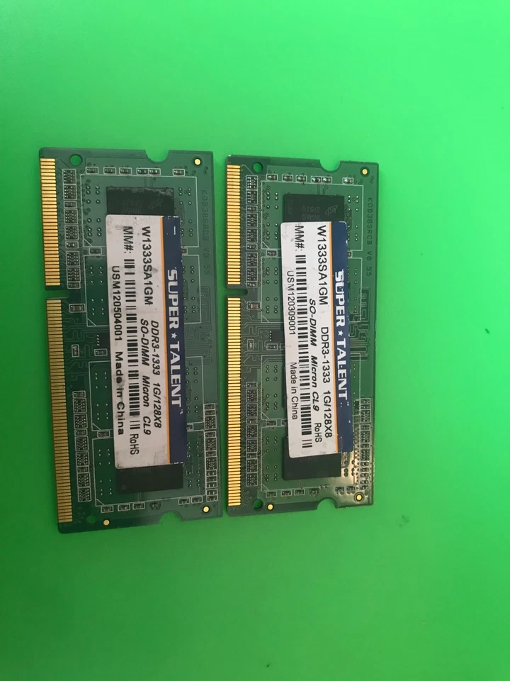 Super Talent 2GB(1GBX2) PC3-10600 1333MHz 204-Pin SODIMM Laptop RAM W1333SA1GM - Image 1 of 1