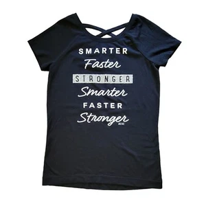 Justice Girls Size 12 Black Short Sleeve T-Shirt Smarter Faster Stronger Casual  - Picture 1 of 7