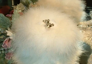 Powder Puff TEDDY BEAR Rhinestone Embellished Handle BABY NURSERY - Picture 1 of 4