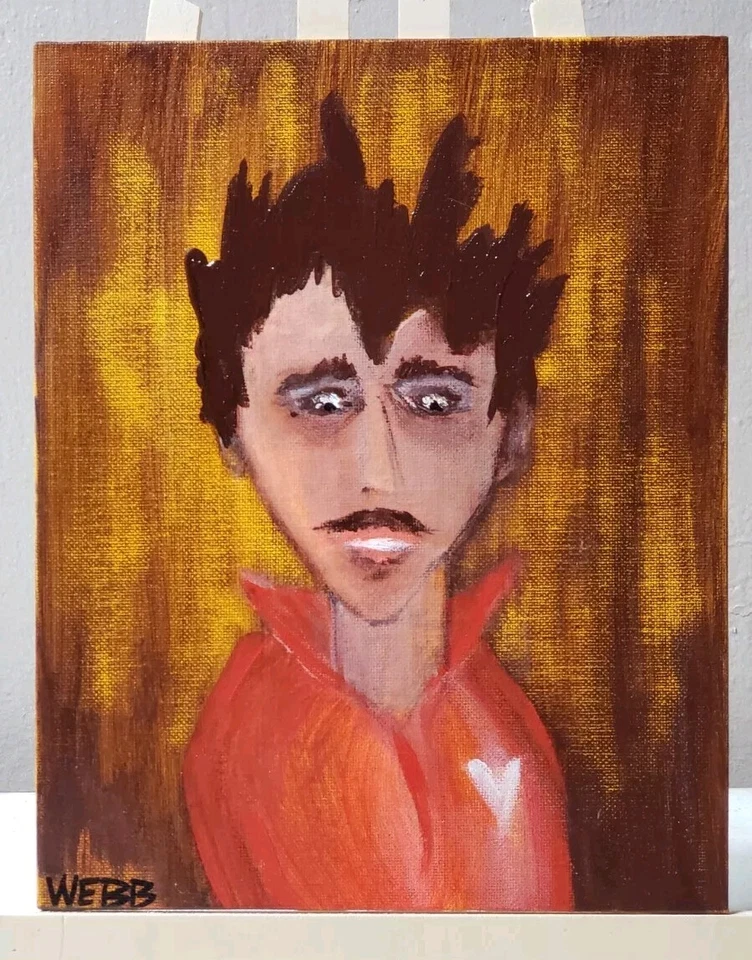 Подписанный оригинальный аутсайдер панк-арт народная живопись WEBB 8x10 - Изображение 1 из 1