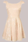 Topshop All Over Sequin Prom Dress Nude UK 10 LF7 DD 09