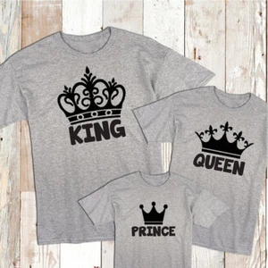 King Queen Prince Tees Family Funny T-Shirts Custom Crown Royal Family, bb89 - Picture 1 of 5