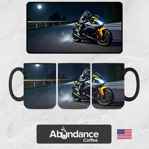 Taza de café de motocicleta bicicleta deportiva ""Baila a la luz de la luna"" - grande 15 oz - Imagen 1 de 7