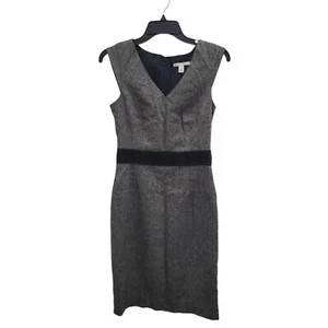 Banana Republic Women's Gray Tweed Look Wool Blend Sleeveless Sheath Dress Sz 2 - Picture 1 of 7